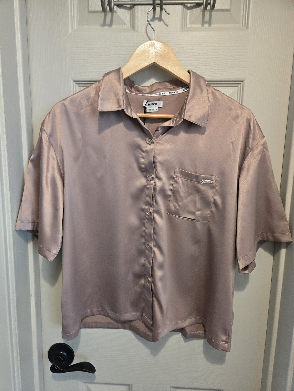 Jason Wu Satin Button-Down Shirt in Dusty Mauve sz Medium